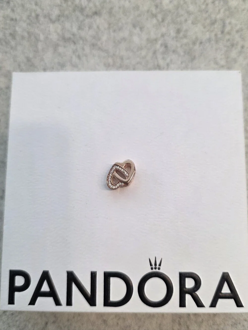 PANDORA Rose interlocked hearts charm with clear cubic zirconia - Picture 2 of 7